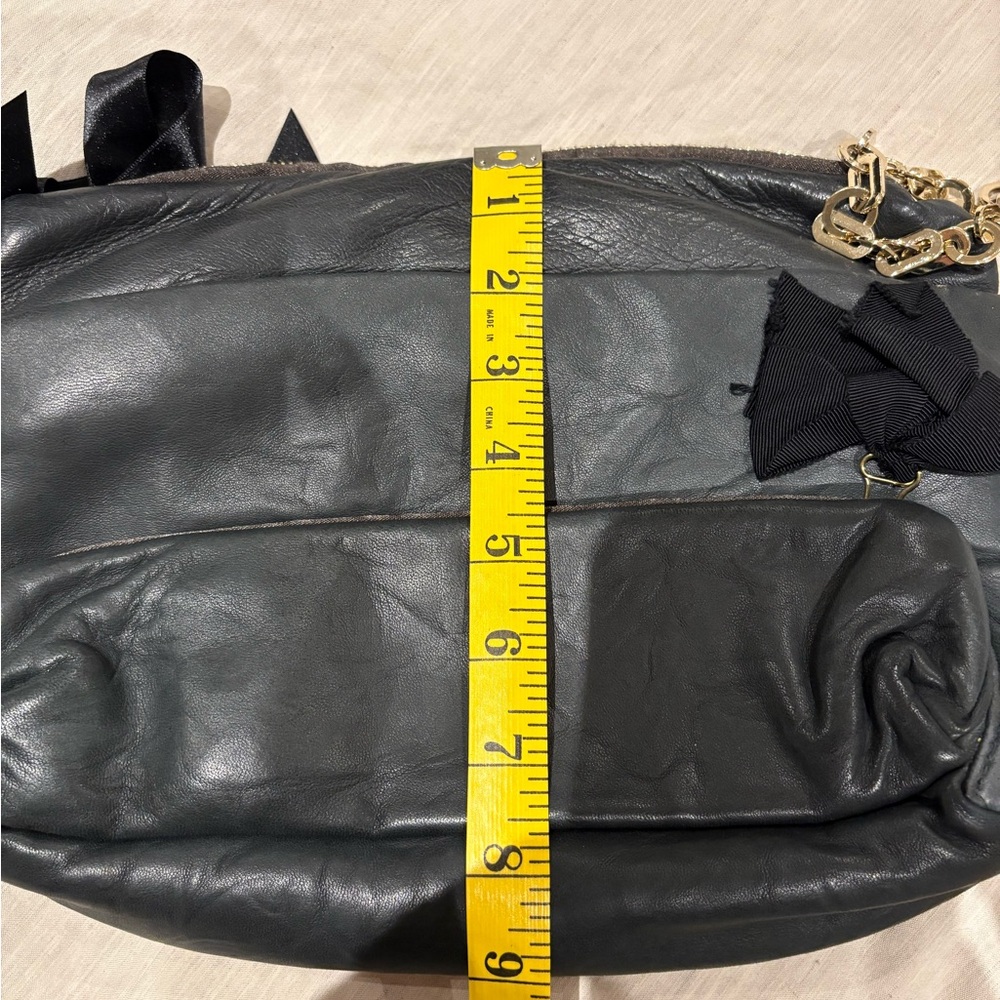 LANVIN calf leather charcoal grey clutch - Picture 9 of 11